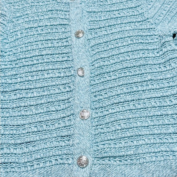 Ann Taylor Loft Ribbed Knit Sweater Jacket Sky Blue Size Medium - Picture 10 of 10